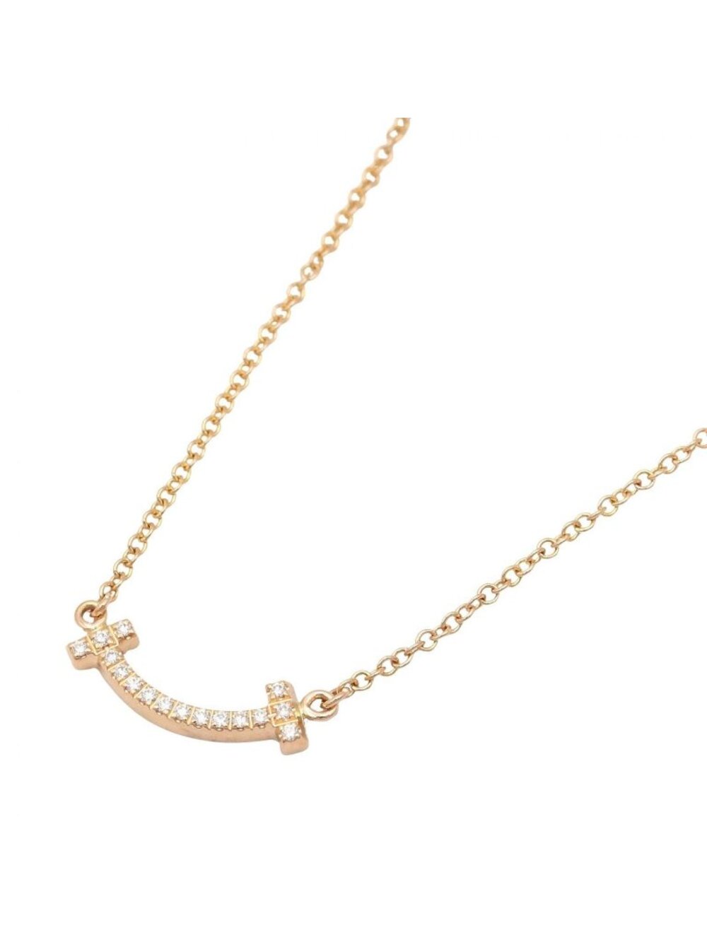 Tiffany & Co Necklace T Smile Mini Diamond 40 45.5 cm 18k